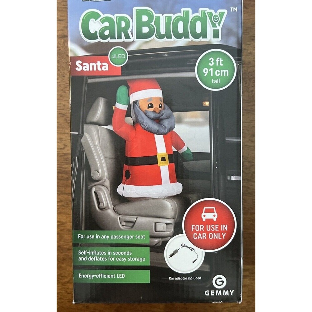 Gemmy Airblown Inflatable African American Santa Car Buddy 3Ft LED Christmas New